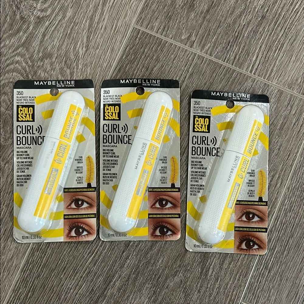 3X Maybelline the Colossal Curl Bounce Mascara #350 blackest black